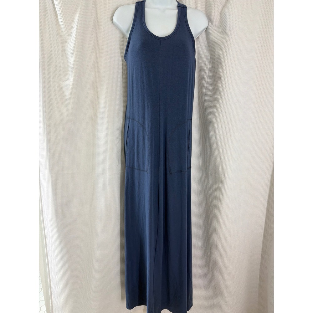 Athleta Navy Blue Racerback Maxi Dress with Pockets Womens Medium Sleeveless